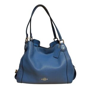Coach bag Edie turnlock blue pebbled leather shoulder bag